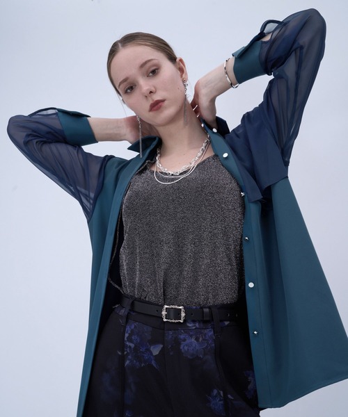 HARE（ハレ）の「シアーイソザイプリーツシャツ(HARE)（シャツ/ブラウス・レディース・イエロー/ブラック/ブルー・FREE）」の14枚目の写真