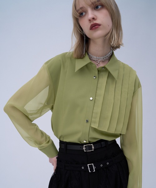 HARE（ハレ）の「シアーイソザイプリーツシャツ(HARE)（シャツ/ブラウス・レディース・イエロー/ブラック/ブルー・FREE）」の10枚目の写真