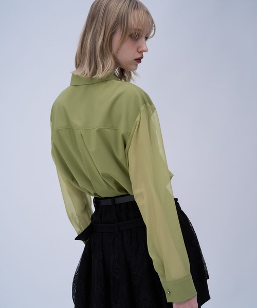 HARE（ハレ）の「シアーイソザイプリーツシャツ(HARE)（シャツ/ブラウス・レディース・イエロー/ブラック/ブルー・FREE）」の11枚目の写真
