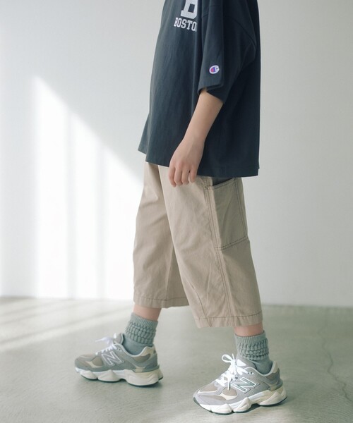 green label relaxing(グリーンレーベルリラクシング)の「ツイル クロップド ペインター パンツ / キッズ 100cm-160cm(カーゴパンツ・キッズ・ベージュ/ダークグレー・150cm/160cm/110cm/100cm/120cm/130cm/140cm)」の12枚目の写真