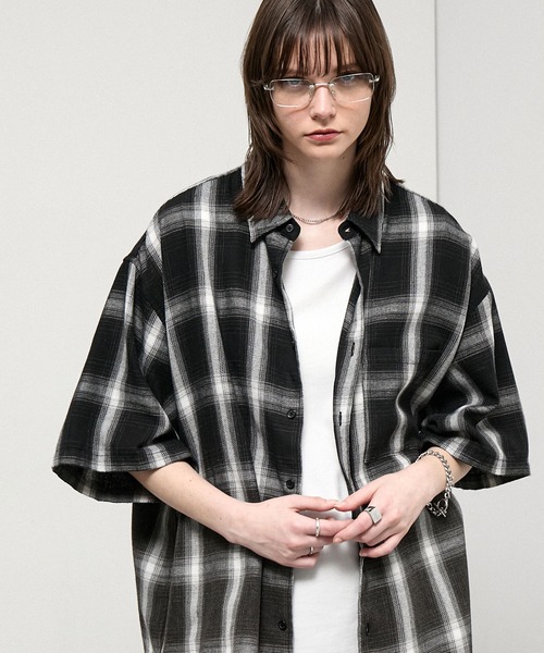 セール】【Alfred Alex】Gradient Ombre Check Shirt /グラデーション