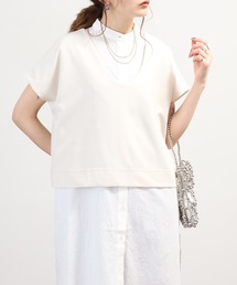 OMNES | 梨地 レイヤードシャツセットフレンチスリーブワンピース 半袖(シャツワンピース)