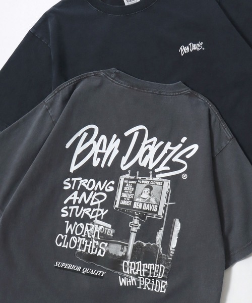 BEN DAVIS(ベンデイビス)の「BEN DAVIS/ベンデイビス ROADSIDE VNTG TEE/オーバーサイズ ヴィンテージ加工 ストリート バックプリント ロゴ ワンポイント 半袖Tシャツ/レディース メンズ(Tシャツ/カットソー・メンズ・ブラウン/ブラック・XL/L/M)」の2枚目の写真