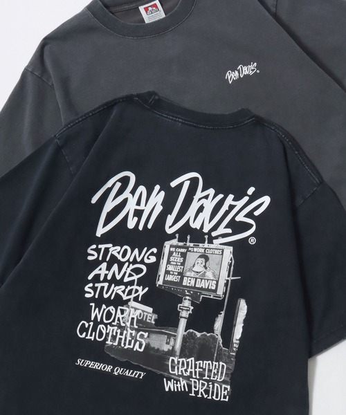 BEN DAVIS(ベンデイビス)の「BEN DAVIS/ベンデイビス ROADSIDE VNTG TEE/オーバーサイズ ヴィンテージ加工 ストリート バックプリント ロゴ ワンポイント 半袖Tシャツ/レディース メンズ(Tシャツ/カットソー・メンズ・ブラウン/ブラック・XL/L/M)」の1枚目の写真