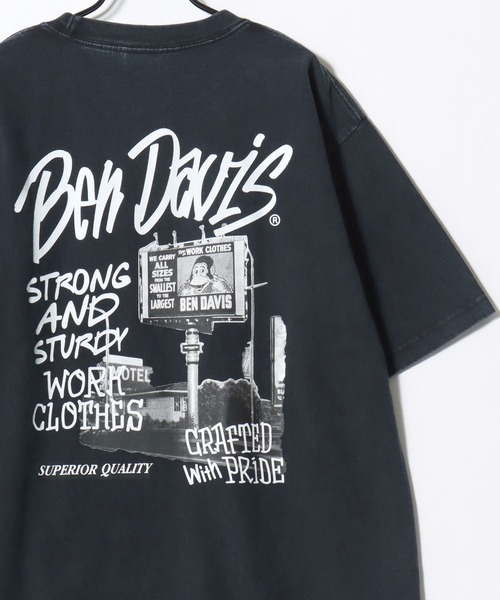 BEN DAVIS(ベンデイビス)の「BEN DAVIS/ベンデイビス ROADSIDE VNTG TEE/オーバーサイズ ヴィンテージ加工 ストリート バックプリント ロゴ ワンポイント 半袖Tシャツ/レディース メンズ(Tシャツ/カットソー・メンズ・ブラウン/ブラック・XL/L/M)」の4枚目の写真