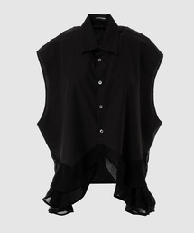 TANAKA（タナカ）の「Organic cotton poplin zigzag ruffled boxy blouse（Tシャツ/カットソー）」