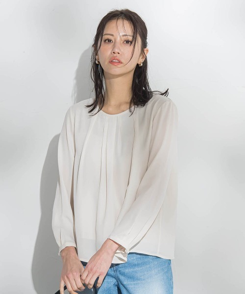 LAUTREAMONT(ロートレアモン)の「【WEB限定】こっそり暖かシフォンブラウス(シャツ/ブラウス・レディース・オフホワイト/ライトブルー/ベージュ・9号)」の2枚目の写真