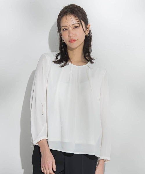 LAUTREAMONT(ロートレアモン)の「【WEB限定】こっそり暖かシフォンブラウス(シャツ/ブラウス・レディース・オフホワイト/ライトブルー/ベージュ・9号)」の1枚目の写真