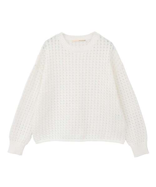 MELROSE claire(メルローズ クレール)の「【微光沢のリリヤーンケーブル透かし柄ニット】(ニット/セーター・レディース・ブルー/ホワイト/ブラウン・FREE)」の11枚目の写真