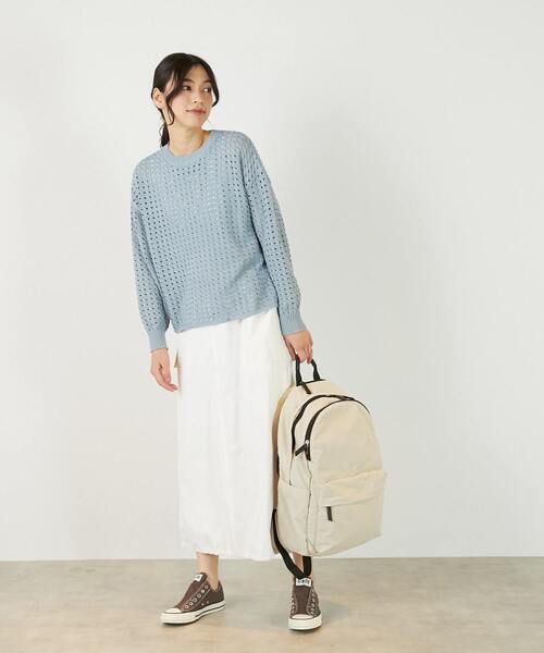 MELROSE claire(メルローズ クレール)の「【微光沢のリリヤーンケーブル透かし柄ニット】(ニット/セーター・レディース・ブルー/ホワイト/ブラウン・FREE)」の14枚目の写真