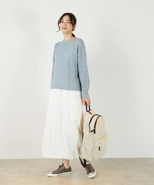 MELROSE claire(メルローズ クレール)の「【微光沢のリリヤーンケーブル透かし柄ニット】(ニット/セーター・レディース・ブルー/ホワイト/ブラウン・FREE)」の15枚目の写真