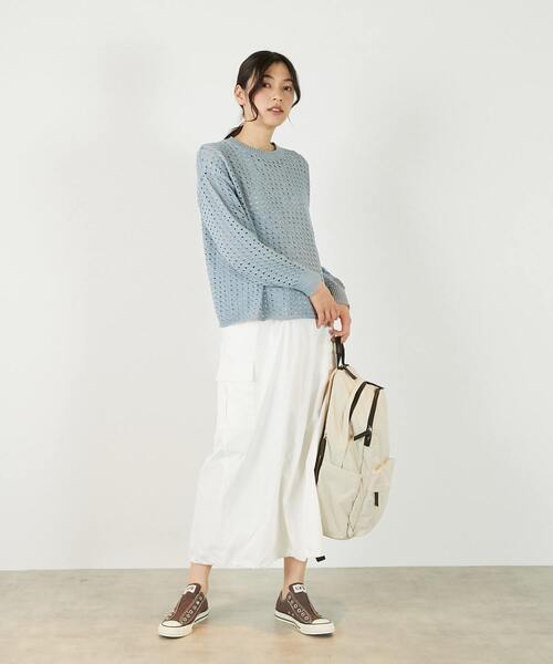 MELROSE claire(メルローズ クレール)の「【微光沢のリリヤーンケーブル透かし柄ニット】(ニット/セーター・レディース・ブルー/ホワイト/ブラウン・FREE)」の19枚目の写真