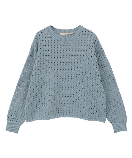 MELROSE claire(メルローズ クレール)の「【微光沢のリリヤーンケーブル透かし柄ニット】(ニット/セーター・レディース・ブルー/ホワイト/ブラウン・FREE)」の20枚目の写真