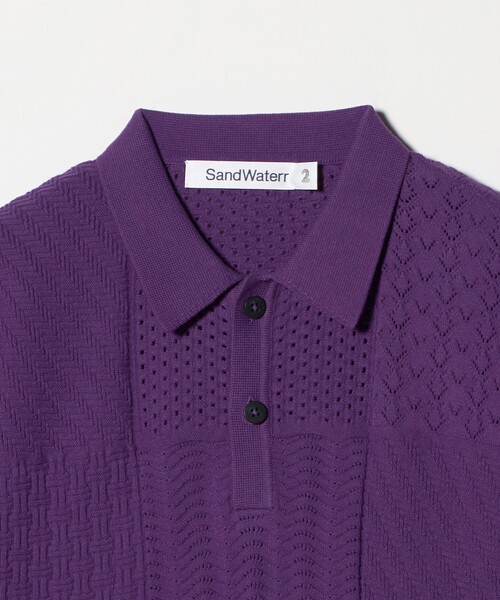 UNITED ARROWS & SONS（ユナイテッドアローズアンドサンズ）の「＜SandWaterr＞ PL SS/ショートスリーブニット（ニット/セーター・メンズ・パープル/ブラック・2/1）」の7枚目の写真