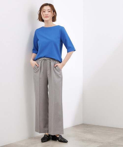 grove（グローブ）の「【二の腕カバー/すっきり見え・抗菌防臭/UVカット】きちんと素材のボートネックTシャツ（Tシャツ/カットソー・レディース・ライトグレー/ブラック/オフホワイト/ホワイト系5/ブルー系その他・02/03/01/04/05）」の20枚目の写真