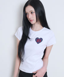 ILLIGO | 129 ドットフィッティッドTシャツ ホワイト(Tシャツ/カットソー)