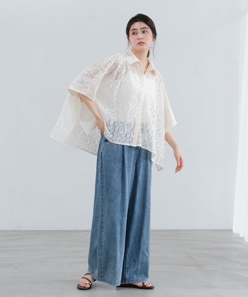 LAKOLE(ラコレ)の「レースポンチョシャツ / 663220(シャツ/ブラウス・レディース・アイボリー/ブラック/ライトブルー・FREE)」の10枚目の写真