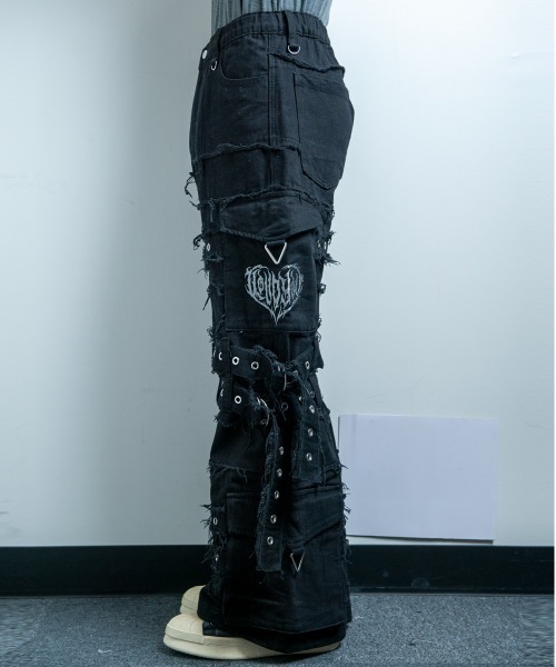 BACKSTAGE PASS(バックステージパス)の「JIM M(ジム エム)ベルトデザイン カーゴパンツ(カーゴパンツ・メンズ・ダークグレー/ブラックミックス/ブラック・2-3/1-2)」の6枚目の写真
