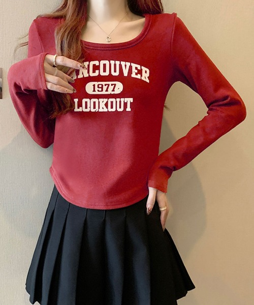 2ly2(トゥーリートゥー)の「ヴィンテージロゴ 長袖トップス(Tシャツ/カットソー・レディース・ベージュ/ボルドー/ブラウン・FREE)」の17枚目の写真