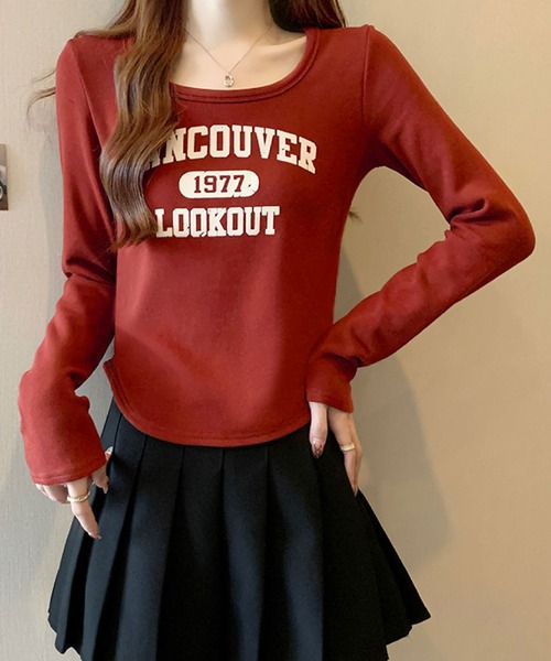 2ly2(トゥーリートゥー)の「ヴィンテージロゴ 長袖トップス(Tシャツ/カットソー・レディース・ベージュ/ボルドー/ブラウン・FREE)」の18枚目の写真