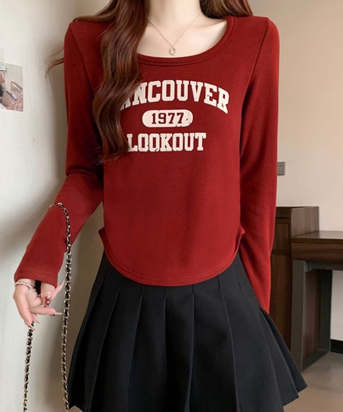 2ly2(トゥーリートゥー)の「ヴィンテージロゴ 長袖トップス(Tシャツ/カットソー・レディース・ベージュ/ボルドー/ブラウン・FREE)」の19枚目の写真