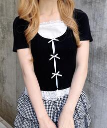 INGNI | レイヤード前リボンリブトップス(Tシャツ/カットソー)