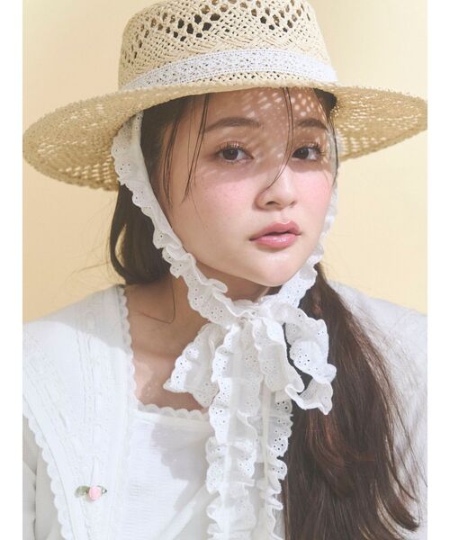 merry jenny(メリージェニー)の「ハートレースストローハット(ハット・レディース・ブラック/アイボリー・FREE)」の14枚目の写真