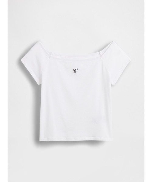 GAP(ギャップ)の「クロースニット ジャージー オフショルダー クロップドTシャツ(Tシャツ/カットソー・レディース・ホワイト/ブラック/ブラック系その他・XS/S/XL/M/L/XXS)」の10枚目の写真