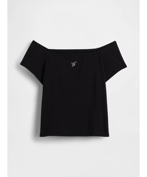 GAP(ギャップ)の「クロースニット ジャージー オフショルダー クロップドTシャツ(Tシャツ/カットソー・レディース・ホワイト/ブラック/ブラック系その他・XS/S/XL/M/L/XXS)」の11枚目の写真