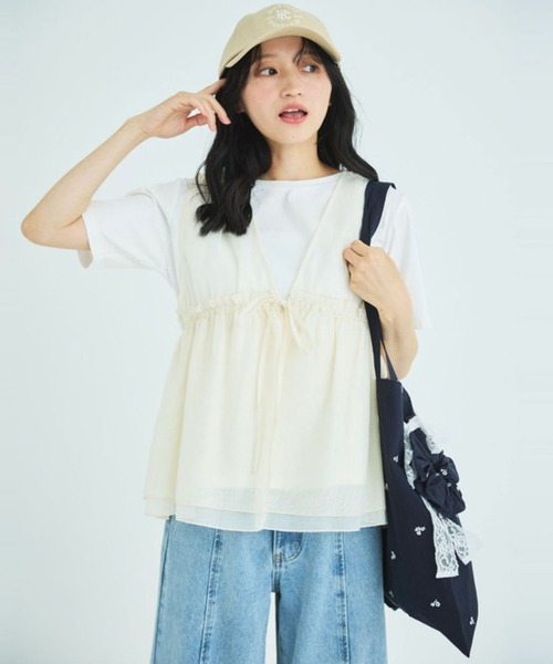 Liora by archives(リオラバイアルシーヴ)の「Tシャツ×シアートップスセット(Tシャツ/カットソー・レディース・ブラック/アイボリー/ベージュ・MEDIUM/LARGE)」の20枚目の写真