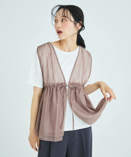 Liora by archives(リオラバイアルシーヴ)の「Tシャツ×シアートップスセット(Tシャツ/カットソー・レディース・ブラック/アイボリー/ベージュ・MEDIUM/LARGE)」の7枚目の写真