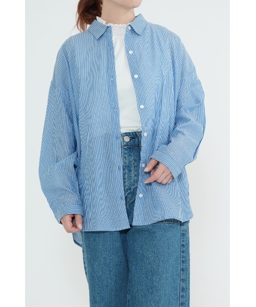 HEART MARKET(ハートマーケット)の「ふわ軽コットンシアー長袖シャツ(シャツ/ブラウス・レディース・ネイビー系/ナチュラル/ブラック/ホワイト/チェック/ブルー系・FREE)」の5枚目の写真