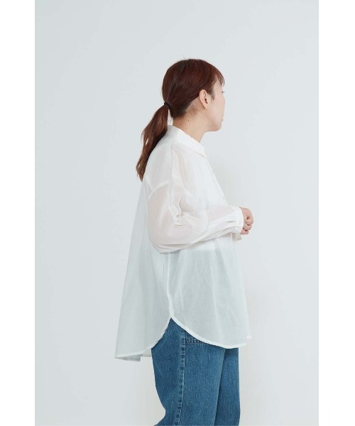 HEART MARKET(ハートマーケット)の「ふわ軽コットンシアー長袖シャツ(シャツ/ブラウス・レディース・ネイビー系/ナチュラル/ブラック/ホワイト/チェック/ブルー系・FREE)」の7枚目の写真