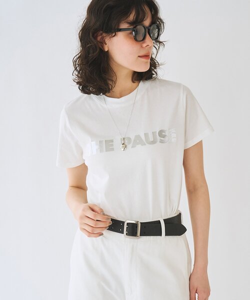 THE PAUSE（ザ ポーズ）の「＜WEB限定＞【THE PAUSE】THE PAUSEメタリックTシャツ（Tシャツ/カットソー・レディース・チャコールグレー/オフホワイト・FREE）」の10枚目の写真