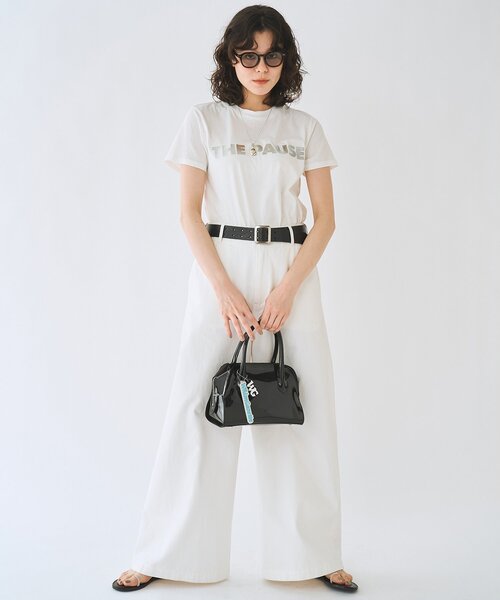 THE PAUSE（ザ ポーズ）の「＜WEB限定＞【THE PAUSE】THE PAUSEメタリックTシャツ（Tシャツ/カットソー・レディース・チャコールグレー/オフホワイト・FREE）」の3枚目の写真