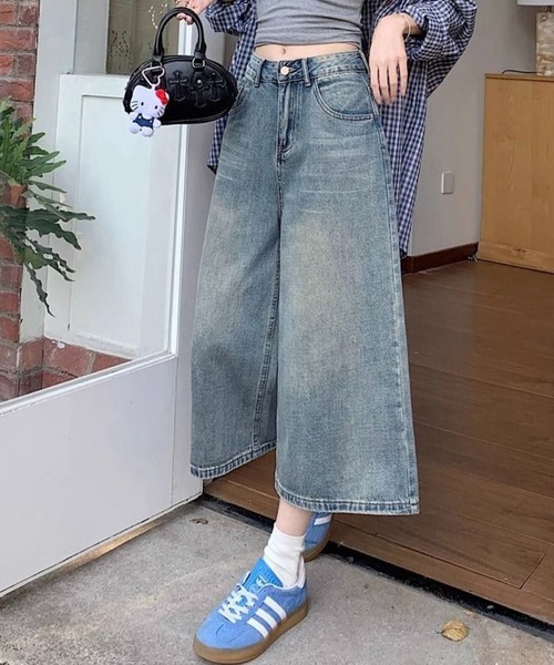 SHOUYO(ショウヨウ)の「7分丈ワイドデニムパンツ/ルーズシルエットクロップドジーンズ(デニムパンツ・レディース・ネイビー/ブルー・M)」の6枚目の写真