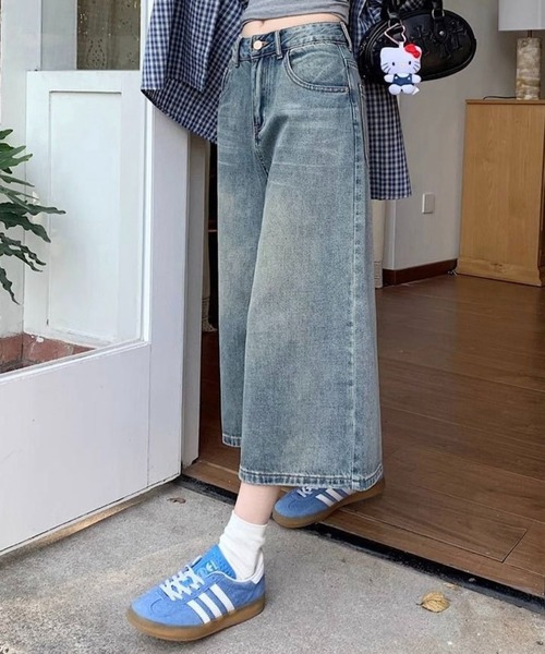 SHOUYO(ショウヨウ)の「7分丈ワイドデニムパンツ/ルーズシルエットクロップドジーンズ(デニムパンツ・レディース・ネイビー/ブルー・M)」の9枚目の写真