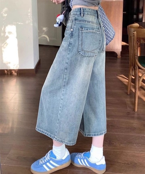 SHOUYO(ショウヨウ)の「7分丈ワイドデニムパンツ/ルーズシルエットクロップドジーンズ(デニムパンツ・レディース・ネイビー/ブルー・M)」の10枚目の写真