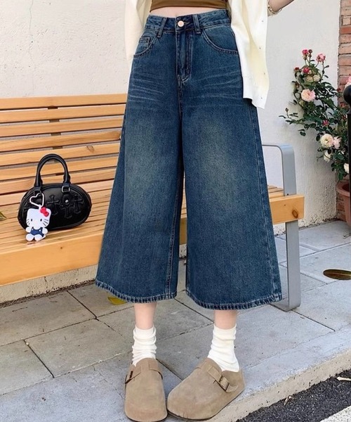 SHOUYO(ショウヨウ)の「7分丈ワイドデニムパンツ/ルーズシルエットクロップドジーンズ(デニムパンツ・レディース・ネイビー/ブルー・M)」の19枚目の写真