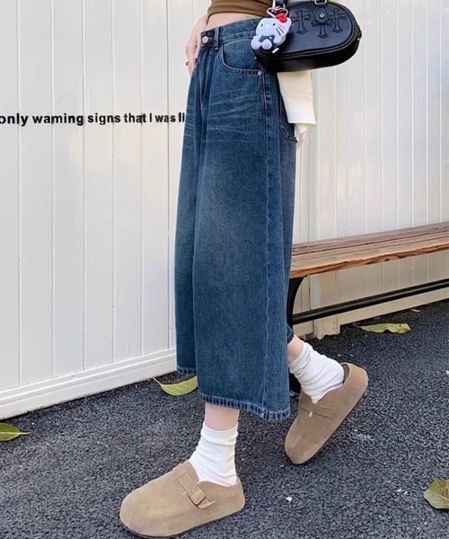 SHOUYO(ショウヨウ)の「7分丈ワイドデニムパンツ/ルーズシルエットクロップドジーンズ(デニムパンツ・レディース・ネイビー/ブルー・M)」の22枚目の写真