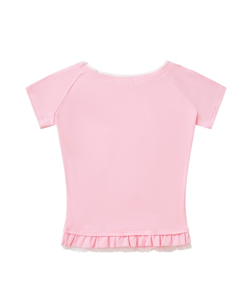 HOOK(フック)の「HOOK for girls 立体フリル裾レース半袖トップス (SS)(Tシャツ/カットソー・レディース・ピンク・FREE)」の3枚目の写真