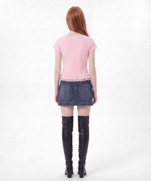 HOOK(フック)の「HOOK for girls 立体フリル裾レース半袖トップス (SS)(Tシャツ/カットソー・レディース・ピンク・FREE)」の15枚目の写真