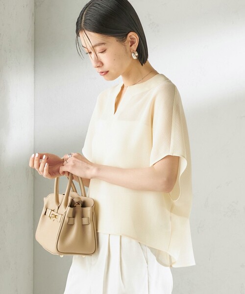 手洗い可能〉ミニ チェック カラミ スキッパー プルオーバー（シャツ