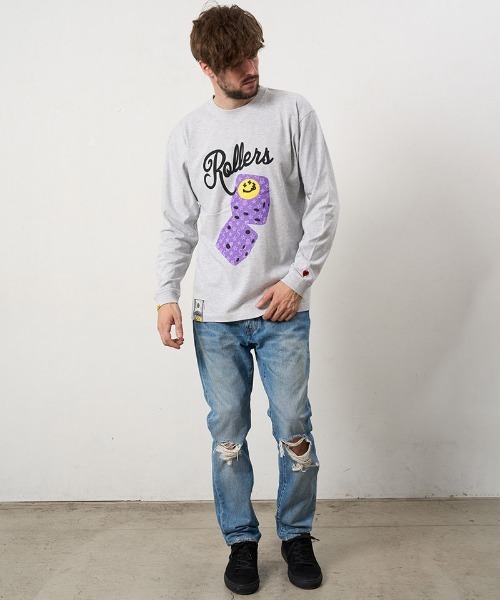 STUD MUFFIN(スタッドマフィン)の「mlt5690- 5.6ozコットン天竺 ROLLERSフォームプリントLS Tシャツ(624-02904)(Tシャツ/カットソー・メンズ・ブラック/アッシュ/チャコールグレー/ホワイト・2/3/4)」の5枚目の写真