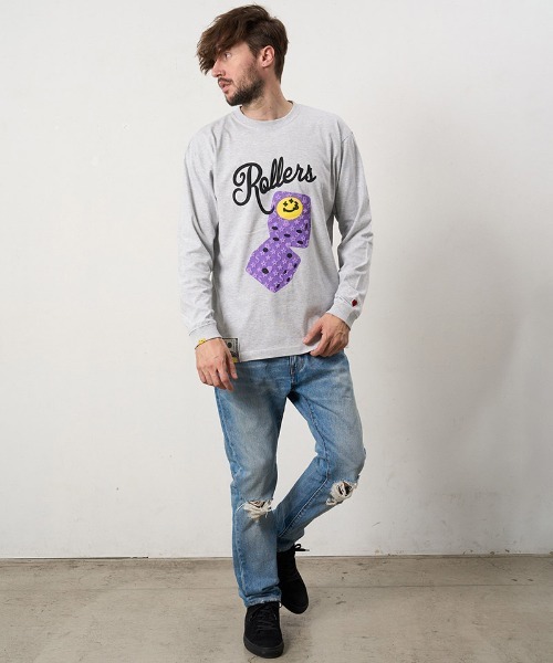 STUD MUFFIN(スタッドマフィン)の「mlt5690- 5.6ozコットン天竺 ROLLERSフォームプリントLS Tシャツ(624-02904)(Tシャツ/カットソー・メンズ・ブラック/アッシュ/チャコールグレー/ホワイト・2/3/4)」の6枚目の写真