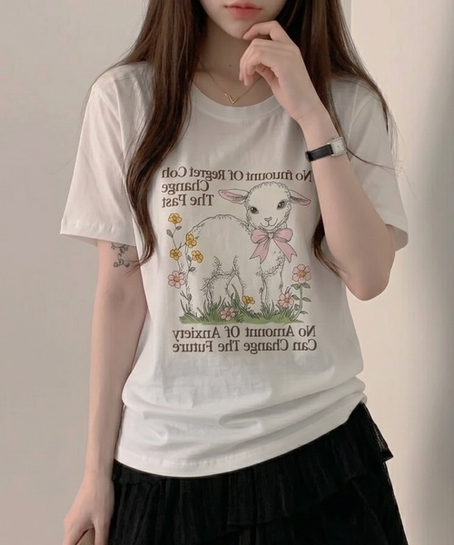 Teem Store(チームストア)の「シープデザイン ロゴTシャツ(Tシャツ/カットソー・レディース・ホワイト・S/M)」の3枚目の写真