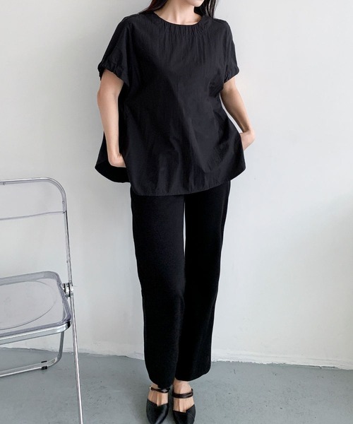 LOWO(ロワ)の「クルーネックパフスリーブポンチョシルエットゆったりブラウス(シャツ/ブラウス・レディース・ホワイト/ブラック/ブルー/イエロー・FREE)」の14枚目の写真