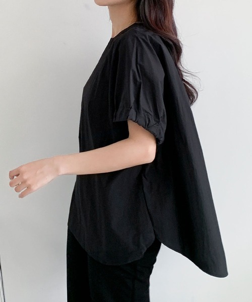 LOWO(ロワ)の「クルーネックパフスリーブポンチョシルエットゆったりブラウス(シャツ/ブラウス・レディース・ホワイト/ブラック/ブルー/イエロー・FREE)」の15枚目の写真