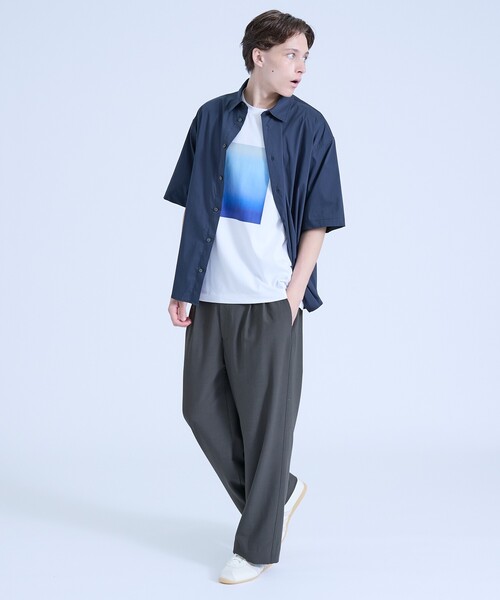 ABAHOUSE（アバハウス）の「ストレッチコットン レギュラーカラー リラックス半袖シャツ / オーバーサイズ（シャツ/ブラウス・メンズ・イエロー系その他/グリーン系その他/ブルー/ネイビー/ホワイト・48/46/44）」の6枚目の写真