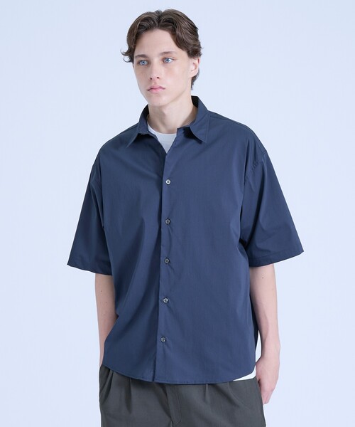 ABAHOUSE（アバハウス）の「ストレッチコットン レギュラーカラー リラックス半袖シャツ / オーバーサイズ（シャツ/ブラウス・メンズ・イエロー系その他/グリーン系その他/ブルー/ネイビー/ホワイト・48/46/44）」の13枚目の写真